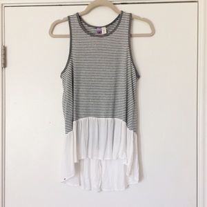 Striped Tank with White Ruffle
